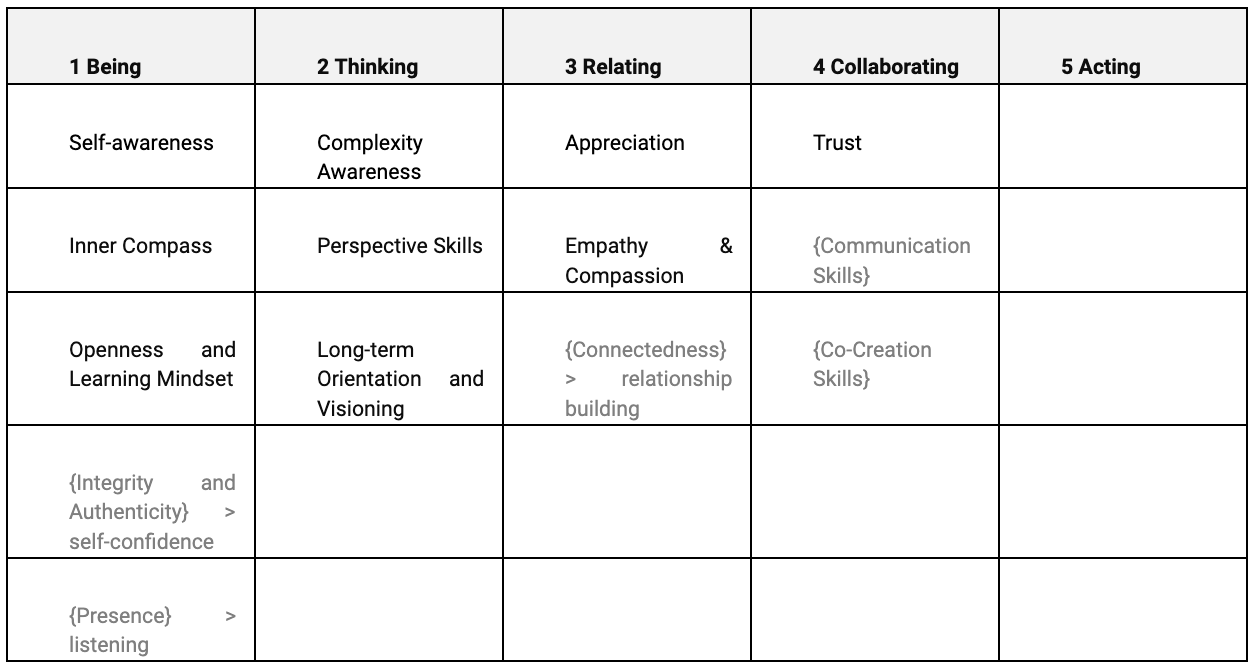 Figure 6: IDG skills already present in the Rflect assessment at the time of the study (in black) and those not yet present (in grey) but identified through the qualitative analysis.