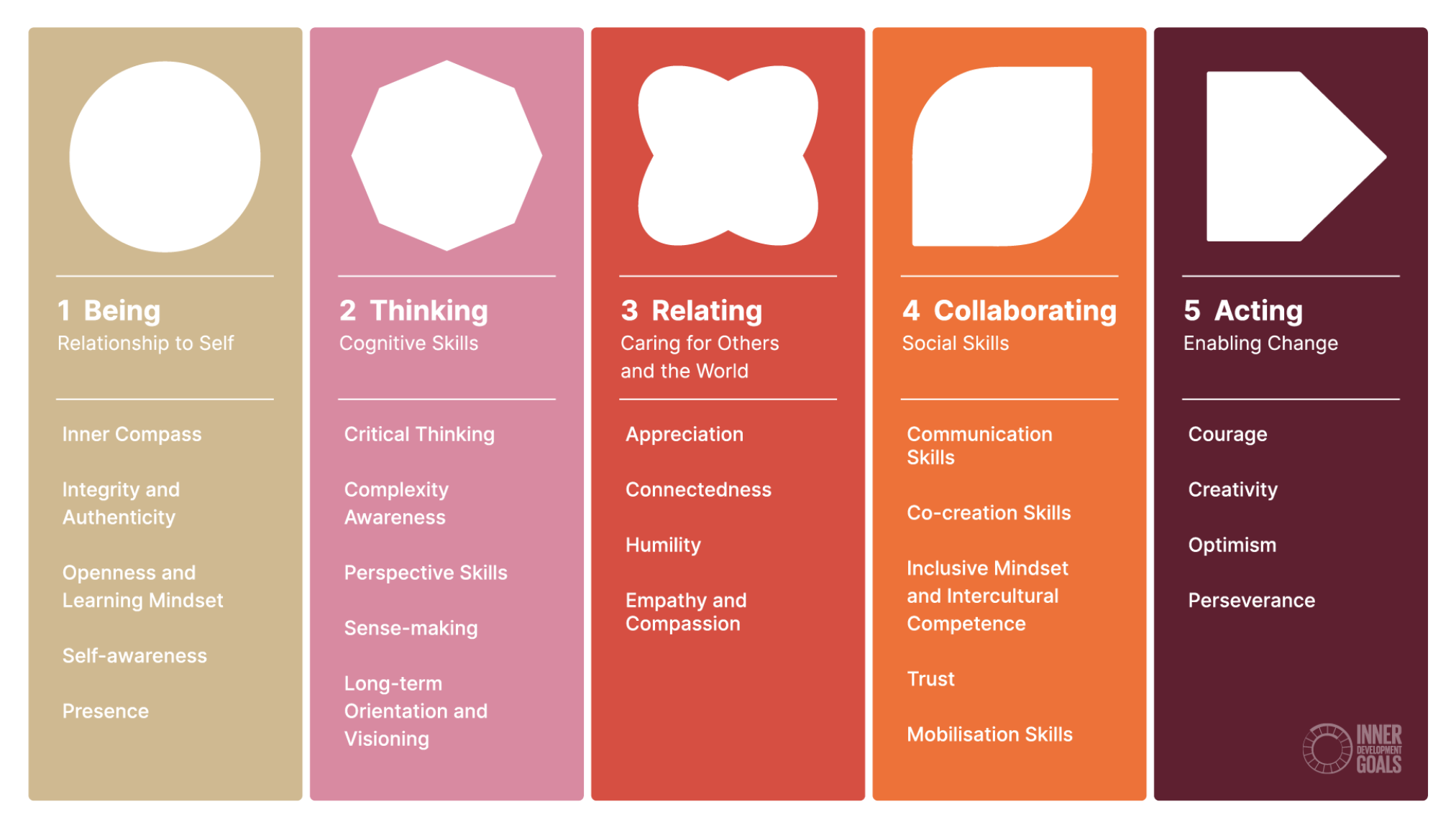 The IDG Framework with it’s 5 Dimensions and 23 competencies